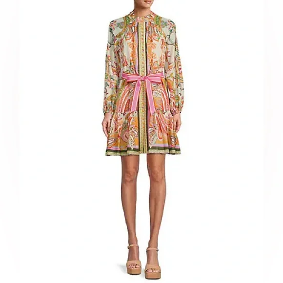 Antonio Melani Brynn Pink Scarf Floral Border Print Button
Front Dress NWT - Picture 4 of 9